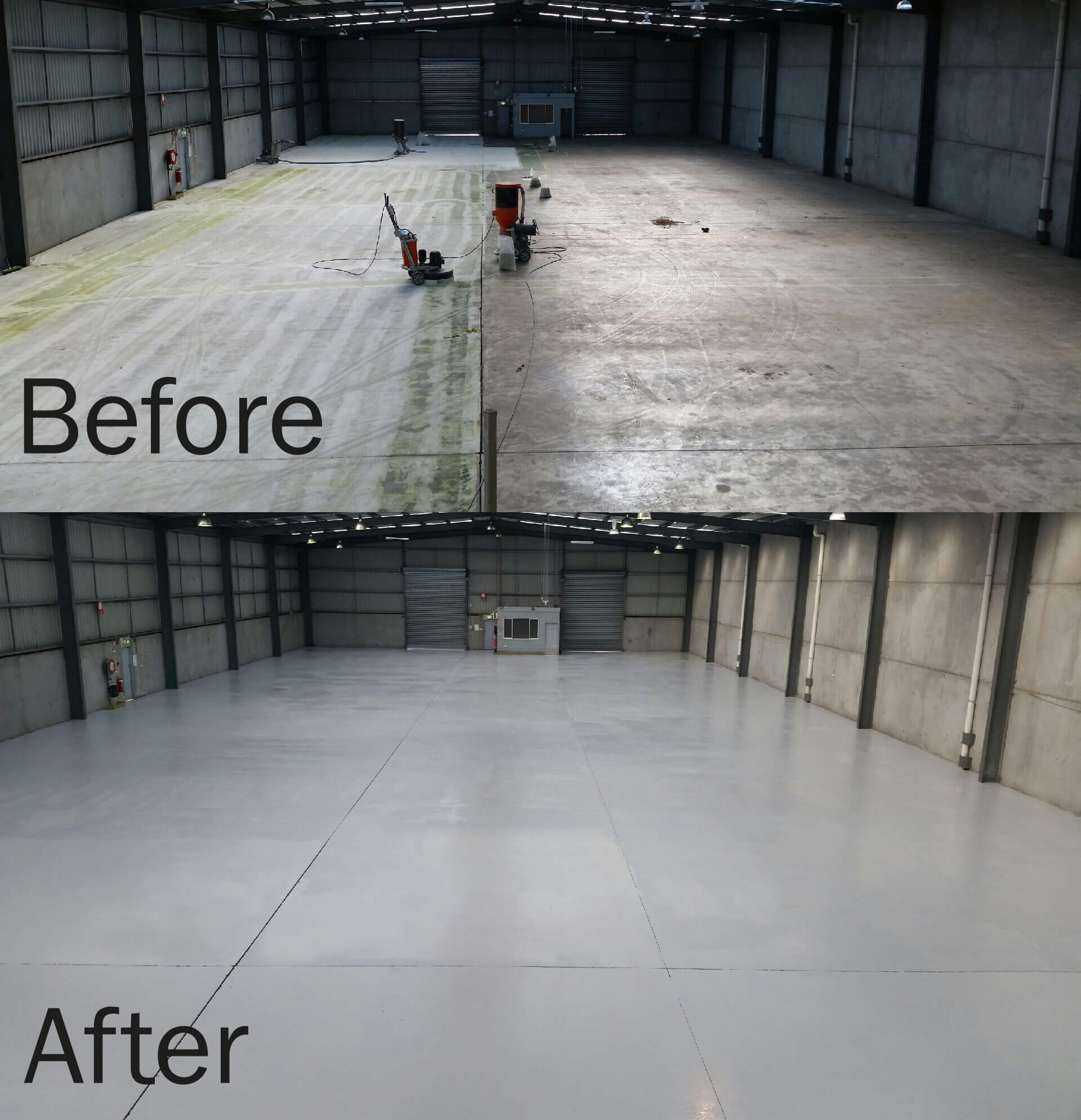 Industrial epoxy floor installation — Tema Free Zone warehouse corridor